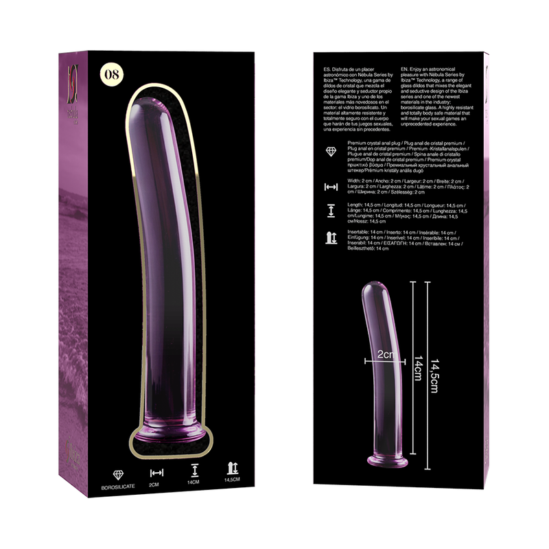 NEBULA SERIES BY IBIZA - MODELL 8 DILDO BOROSILIKATGLAS ROSA 14.5 CM -O- 2 CM