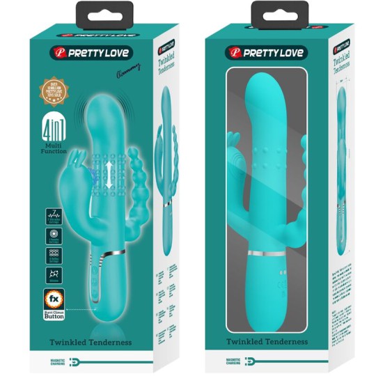 PRETTY LOVE - CAMMY 4 IN 1 MULTIFUNKTIONS-DREIFACHER RABBIT-VIBRATOR BLAU