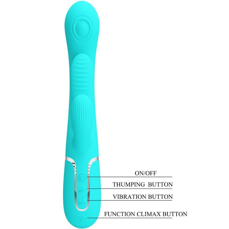 PRETTY LOVE - SHANIA TRIPLE RABBIT MULTIFUNKTIONSVIBRATOR 3 IN 1 BLAU