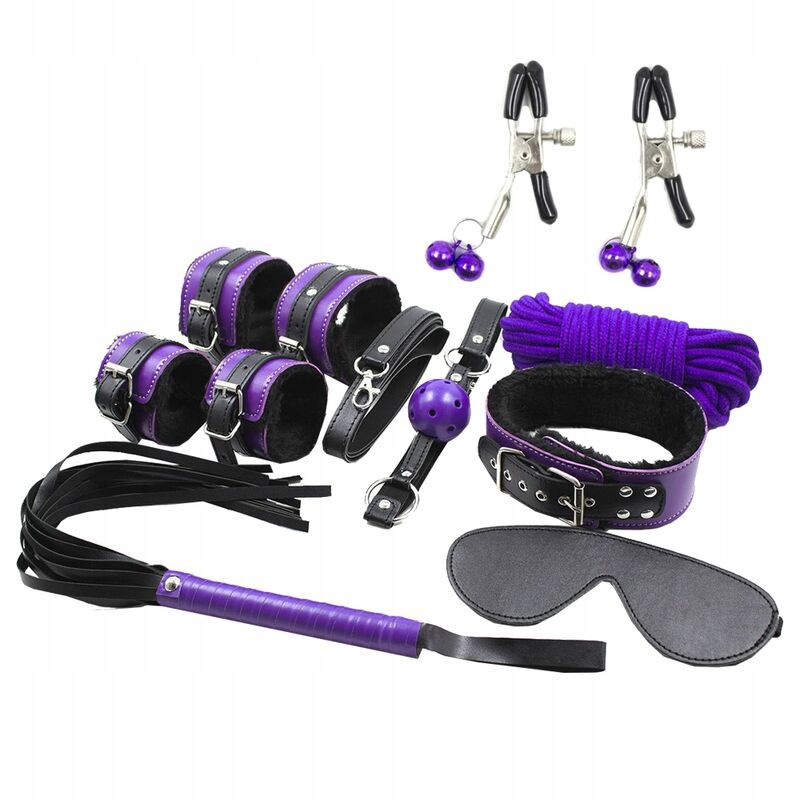 SECRETPLAY - BDSM SET 8PCS PURBLE / BLACK. SECRETPLAY - BDSM SET 8PCS PURBLE / BLACK.