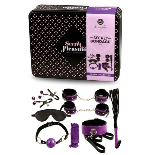 SECRETPLAY - BDSM SET 8PCS PURBLE / BLACK. SECRETPLAY - BDSM SET 8PCS PURBLE / BLACK.