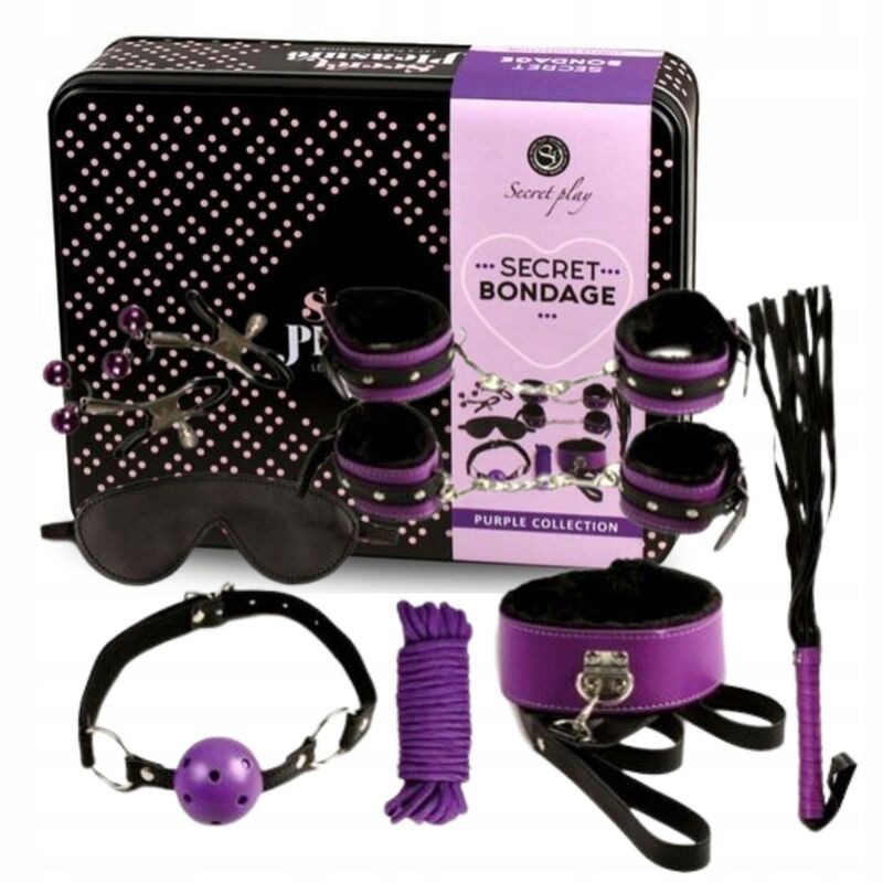 SECRETPLAY - BDSM SET 8PCS PURBLE / BLACK. SECRETPLAY - BDSM SET 8PCS PURBLE / BLACK.