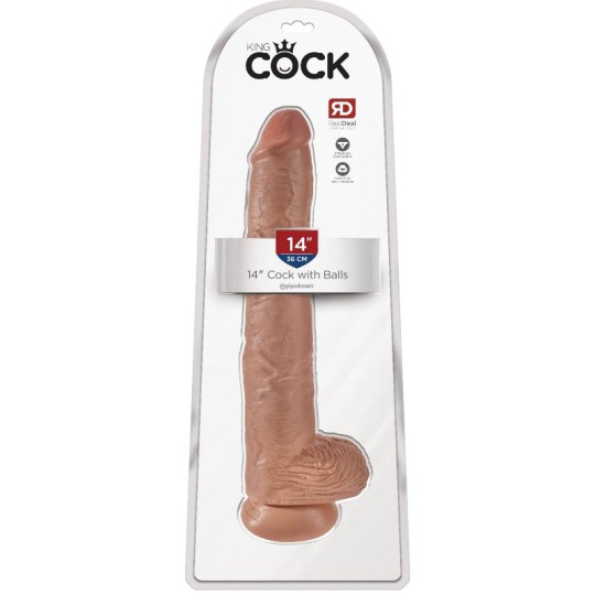 KING COCK - SCHWANZ MIT HODEN 35,6 CM - HAUTFARBEN